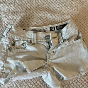 Miss Me Frayed White Denim Shorts